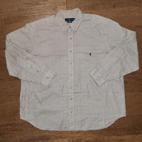 Ralph Lauren long sleeve button down shirt, men's XL size cotton yellow type Vintage Second Hand